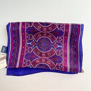 Vintage Silk Scarf Honey Made in Japan 10x50, Long Purple Fuchsia Designer Scarf